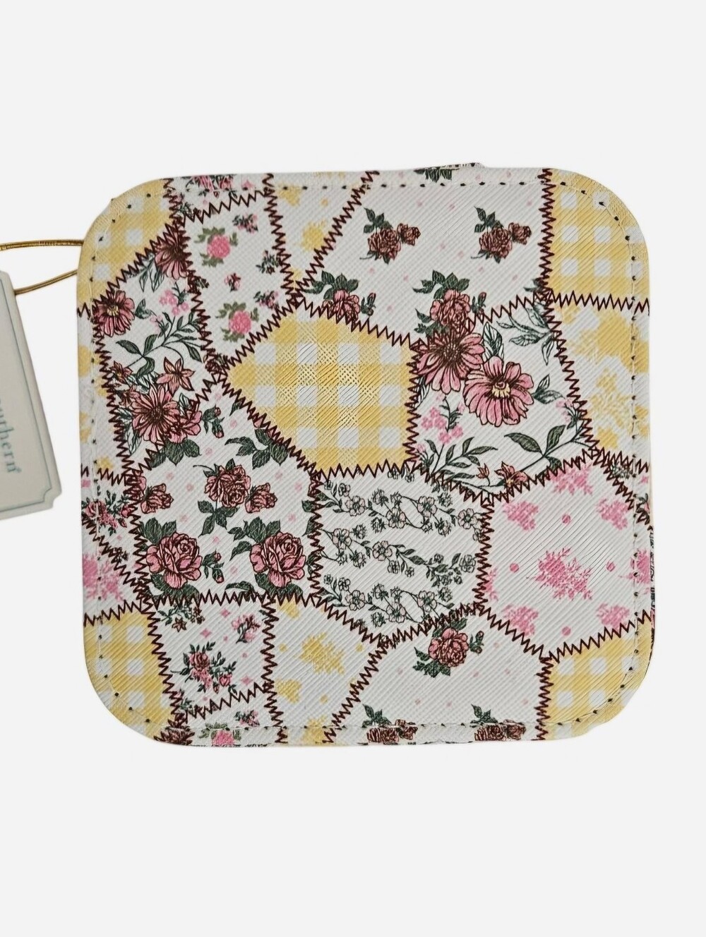 Simply Southern Yellow quilted patchwork pattern jewelry box NEW